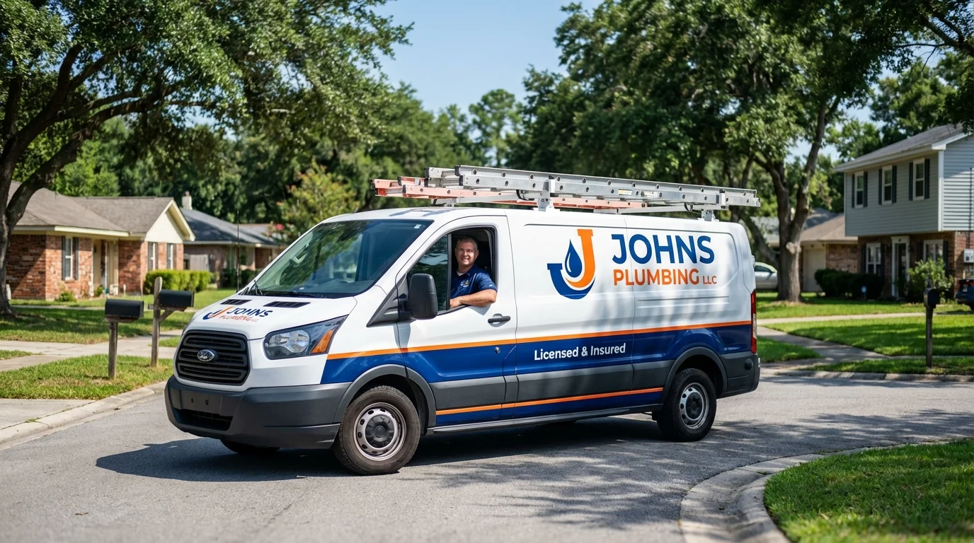 Johns Plumbing LLC service van in Livingston, CA