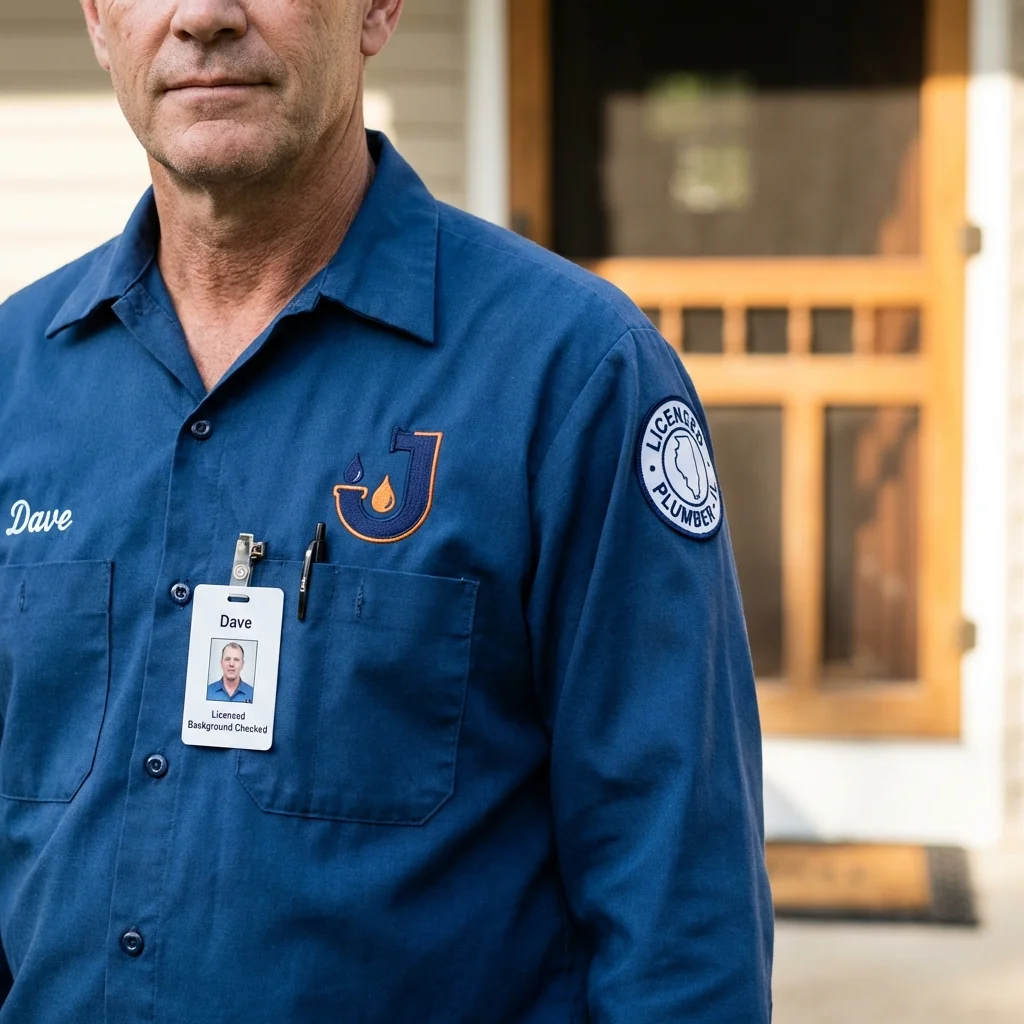 Licensed plumber showing ID badge in Livingston, CA